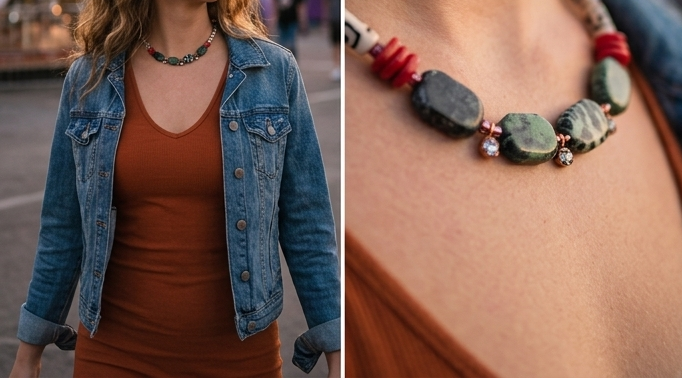 Obsidian, rubin zoisit, coral, os si margele Myiuki