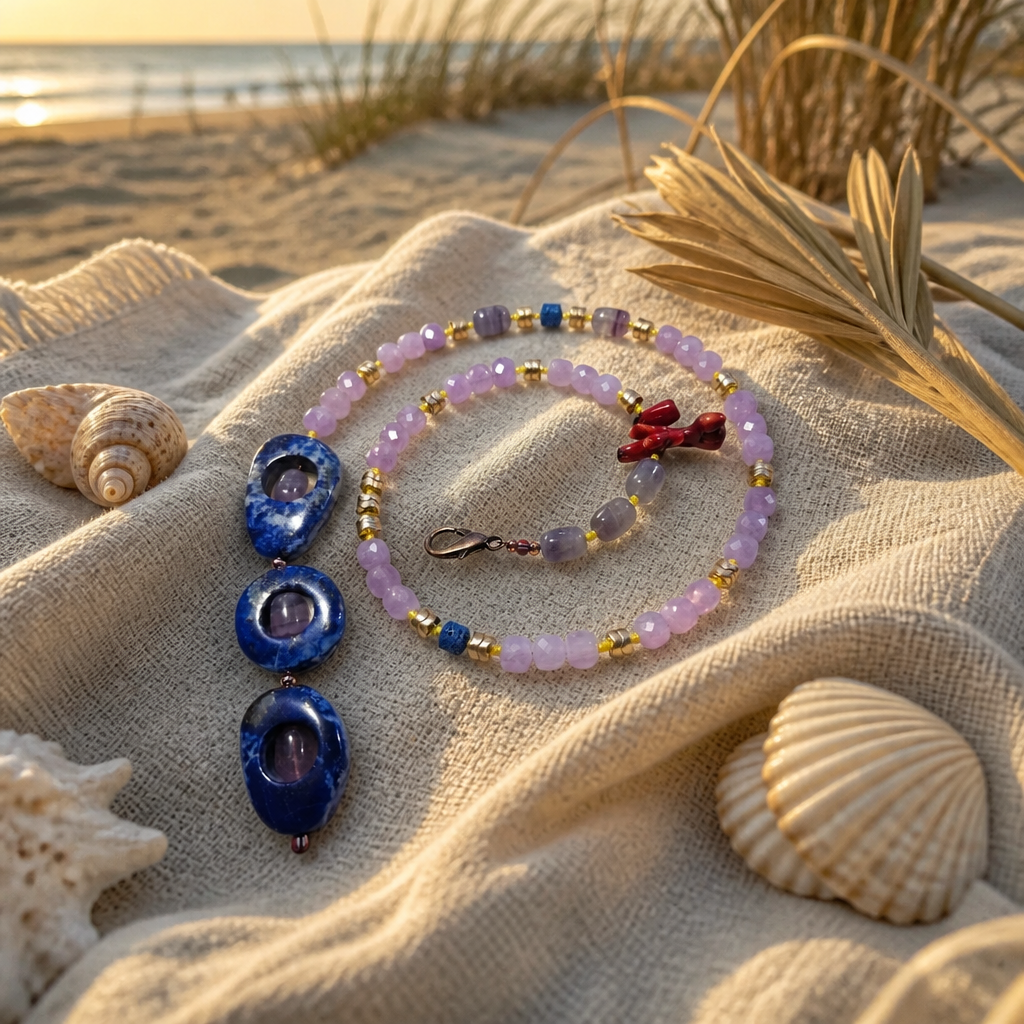 Ametist lavanda, hematite, lapis si coral