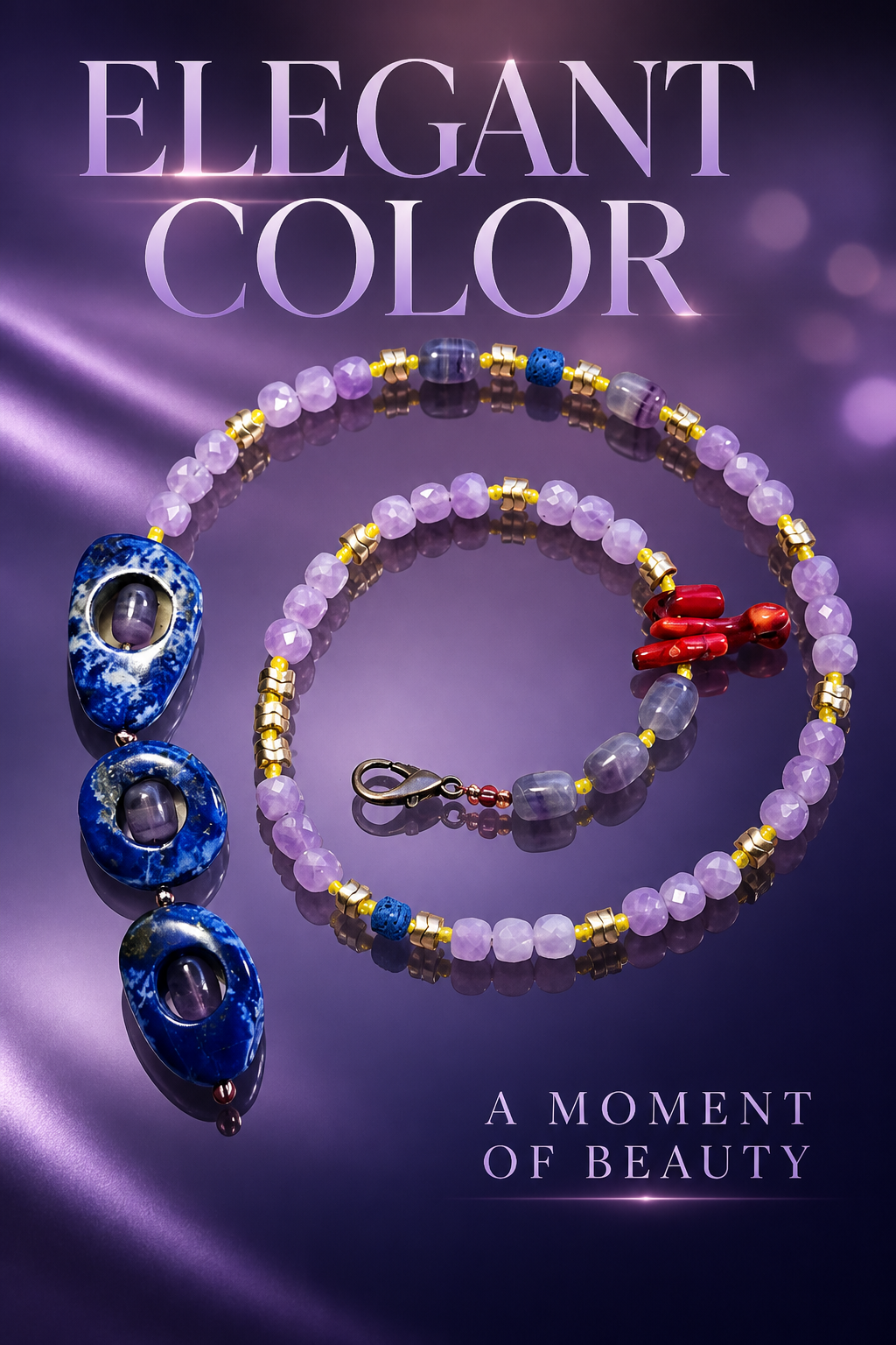 Ametist lavanda, hematite, lapis si coral