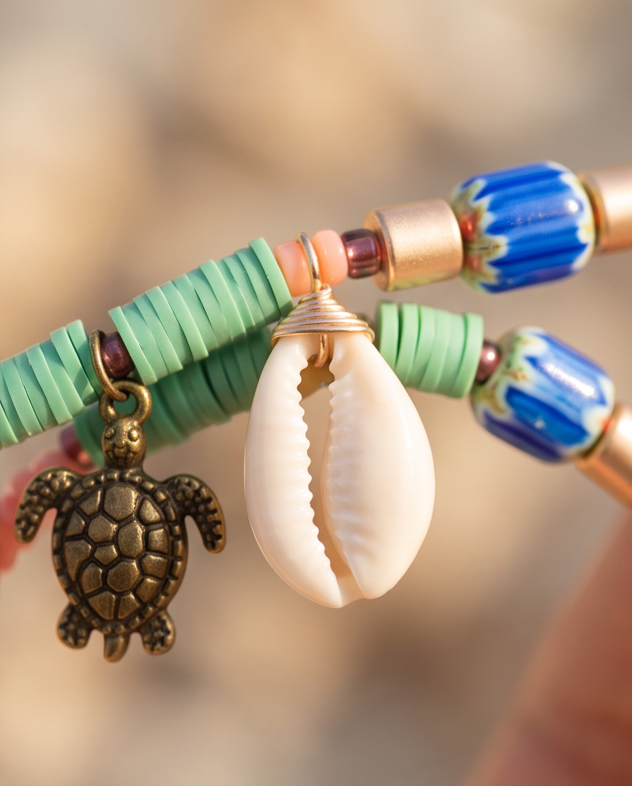 Coral roz, margele Myiuki, hematite si polimer