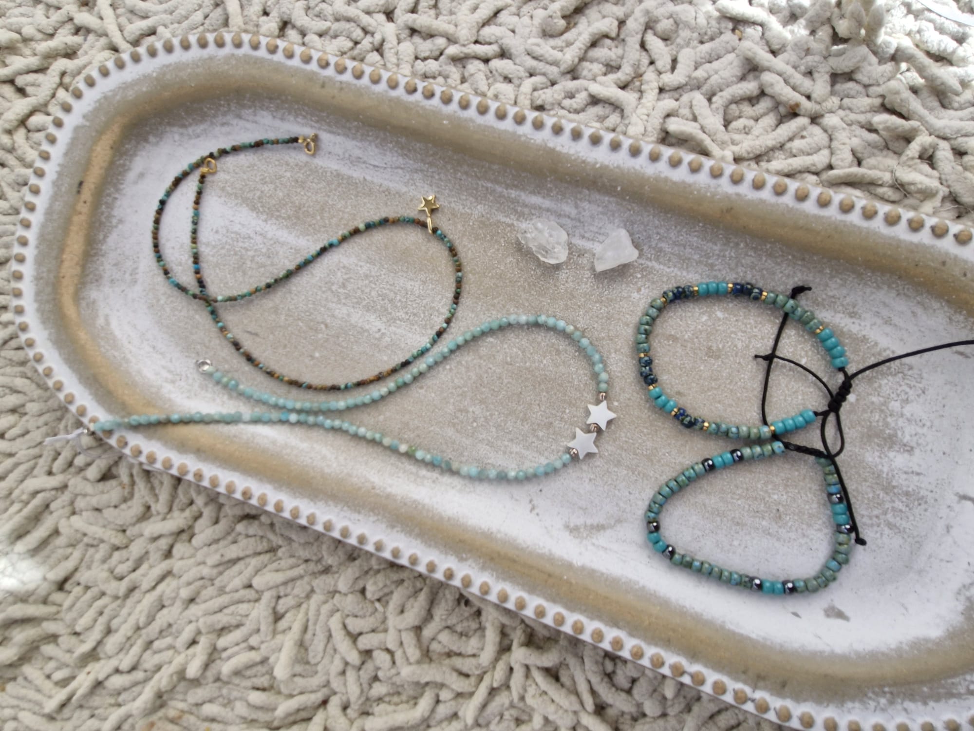 Amazonite necklace with mother-of-pearl details