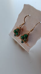 Regalit- Crochet lace earrings made of copper wire and semi-precious stones
