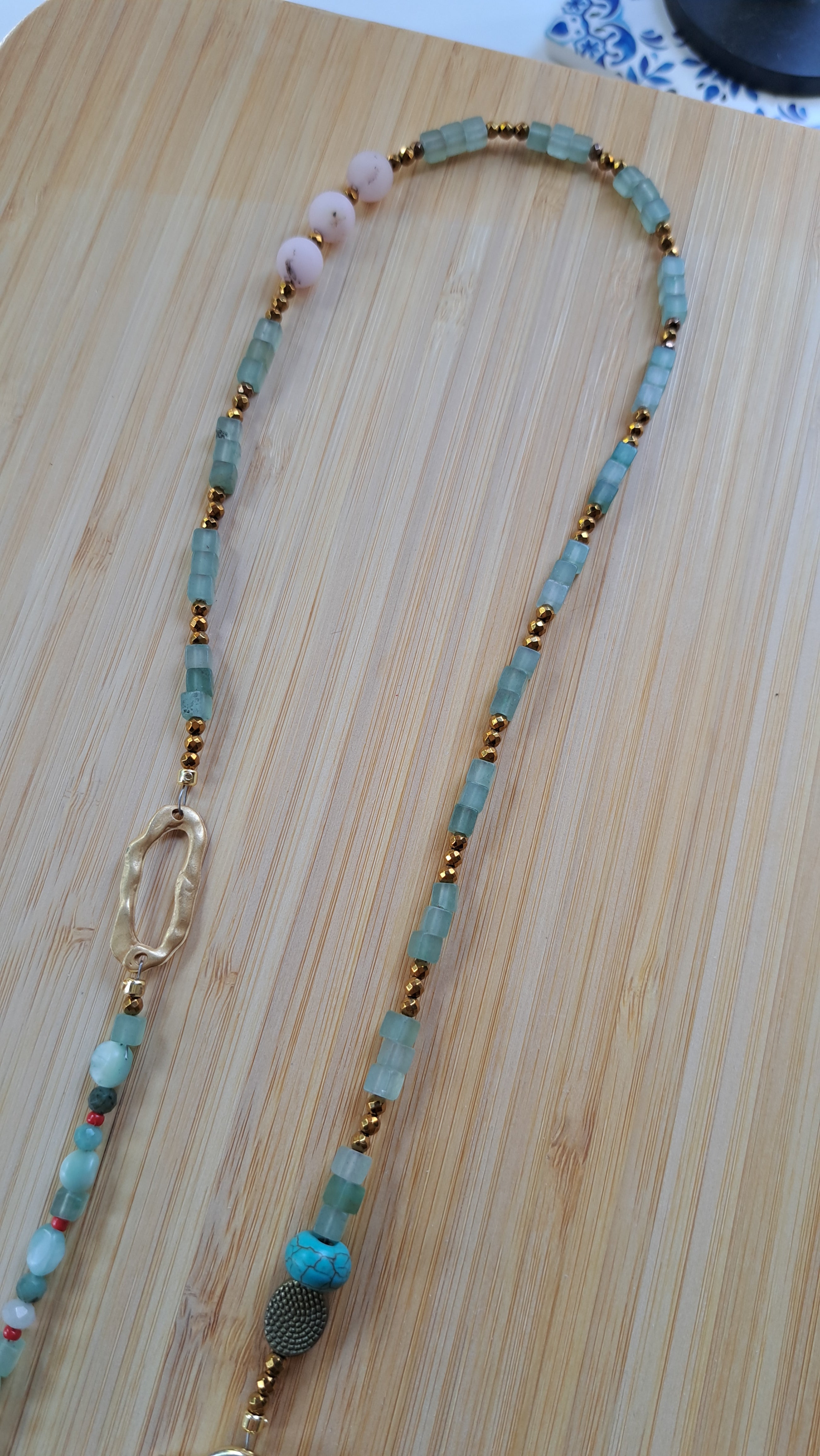 Jade, larimar, emerald and rose quartz forzen 