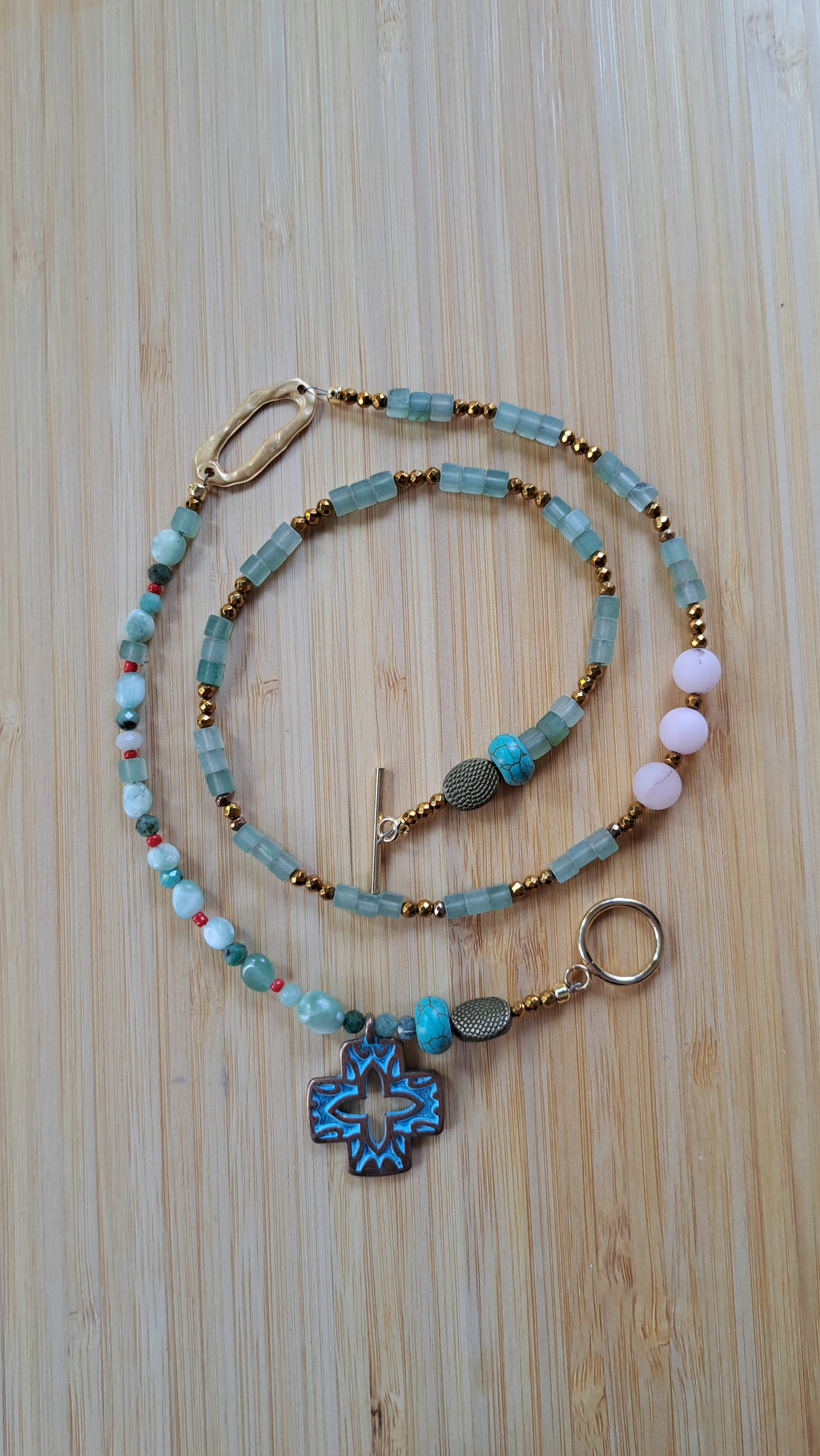 Jade, larimar, emerald and rose quartz forzen 