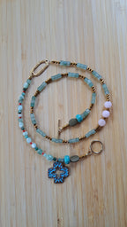 Jade, larimar, emerald and rose quartz forzen 