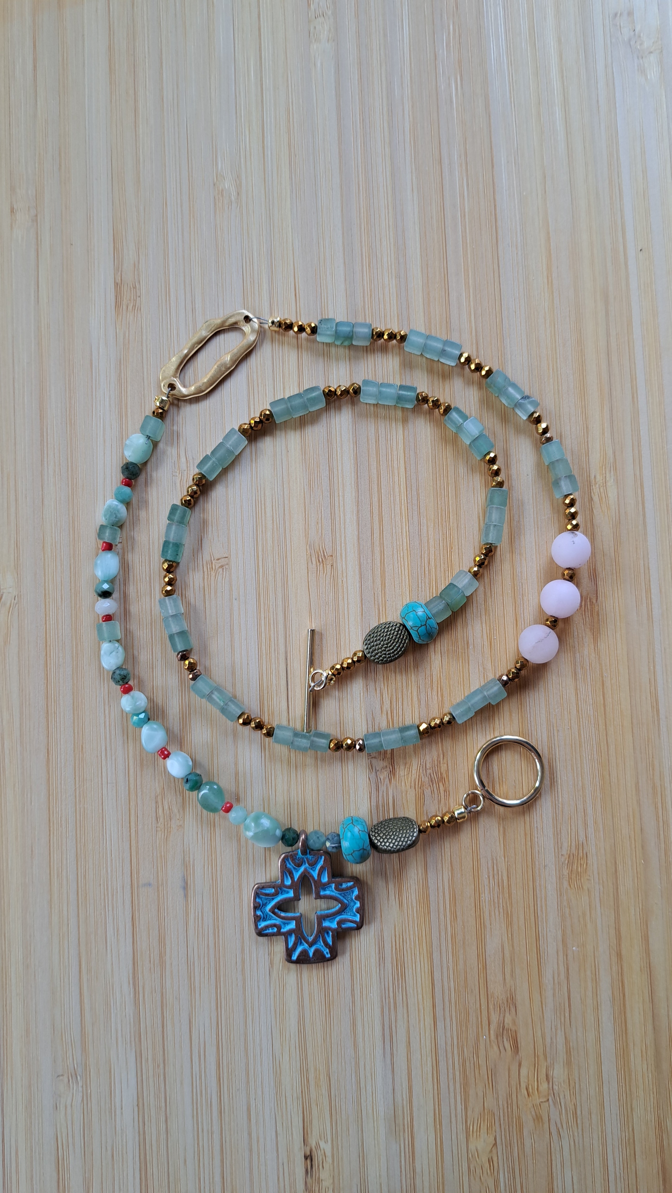 Jade, larimar, emerald and rose quartz forzen 