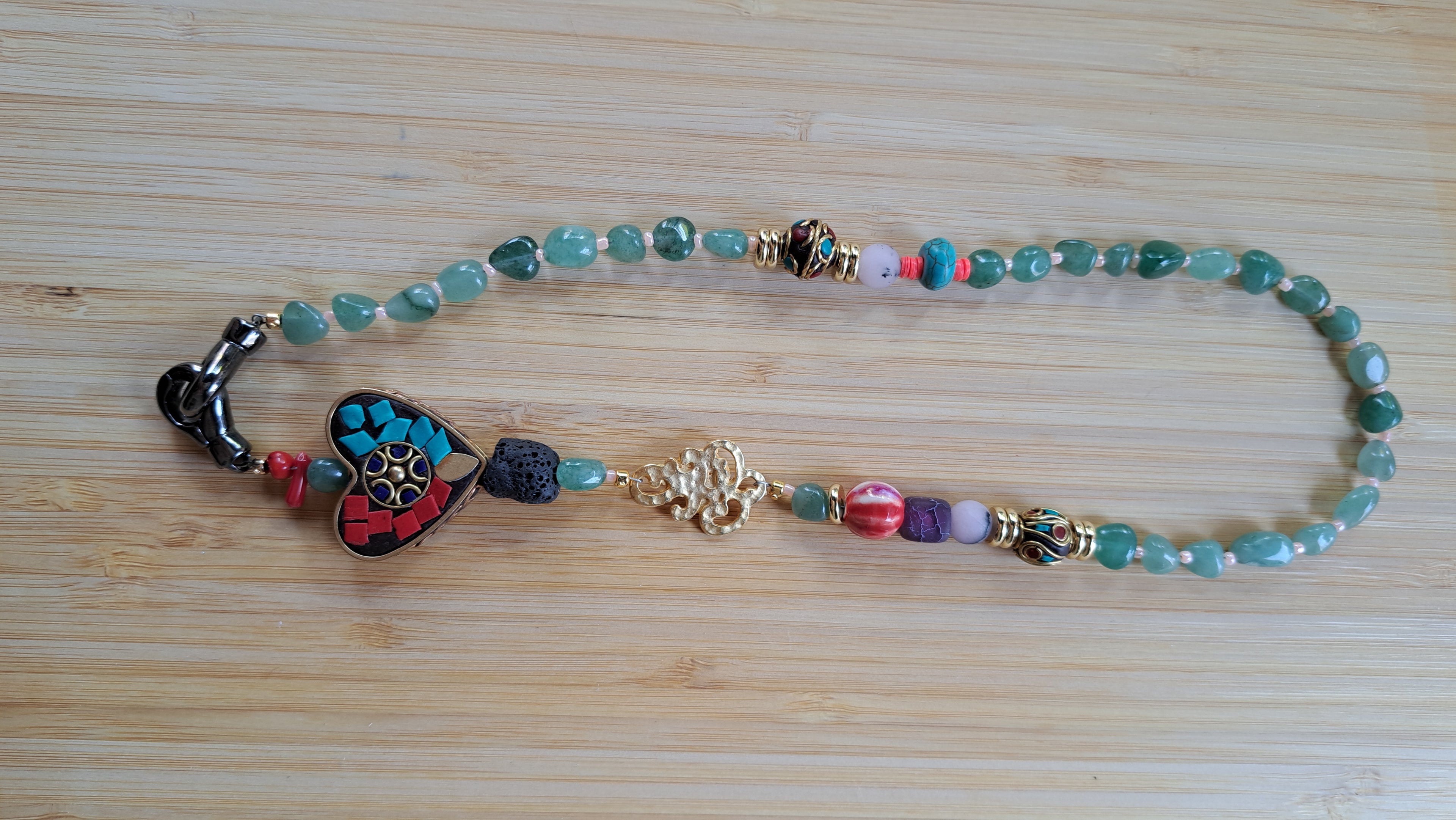 Jade, frozen amethyst and rose quartz