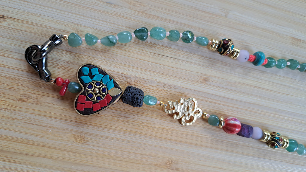 Jade, frozen amethyst and rose quartz