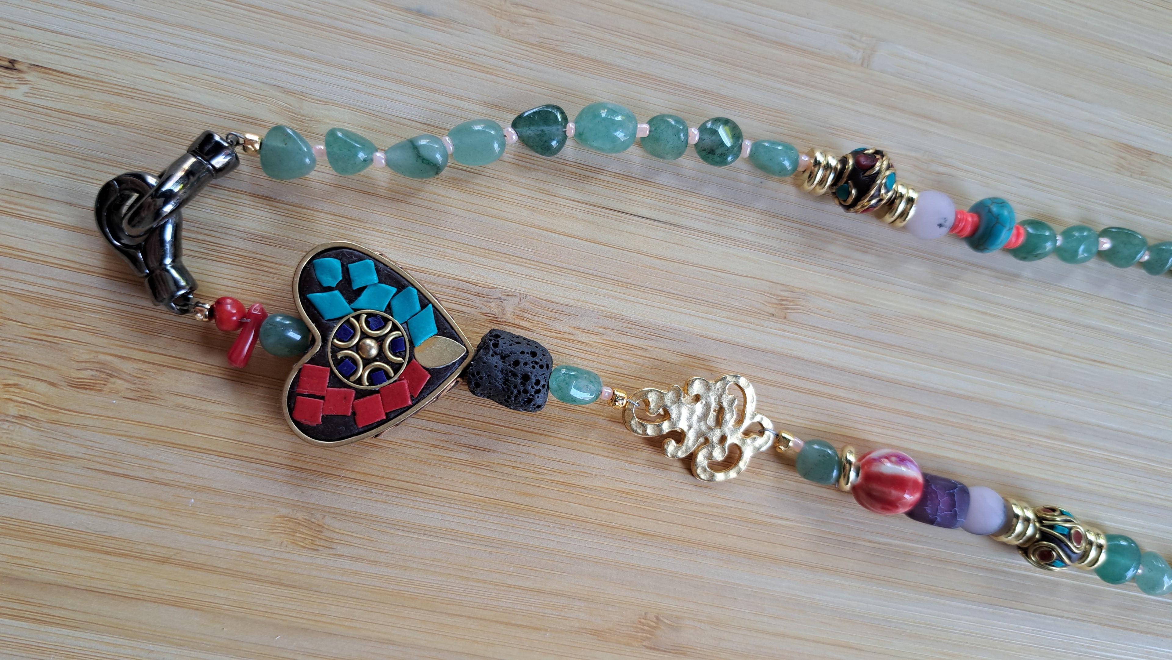 Jade, frozen amethyst and rose quartz