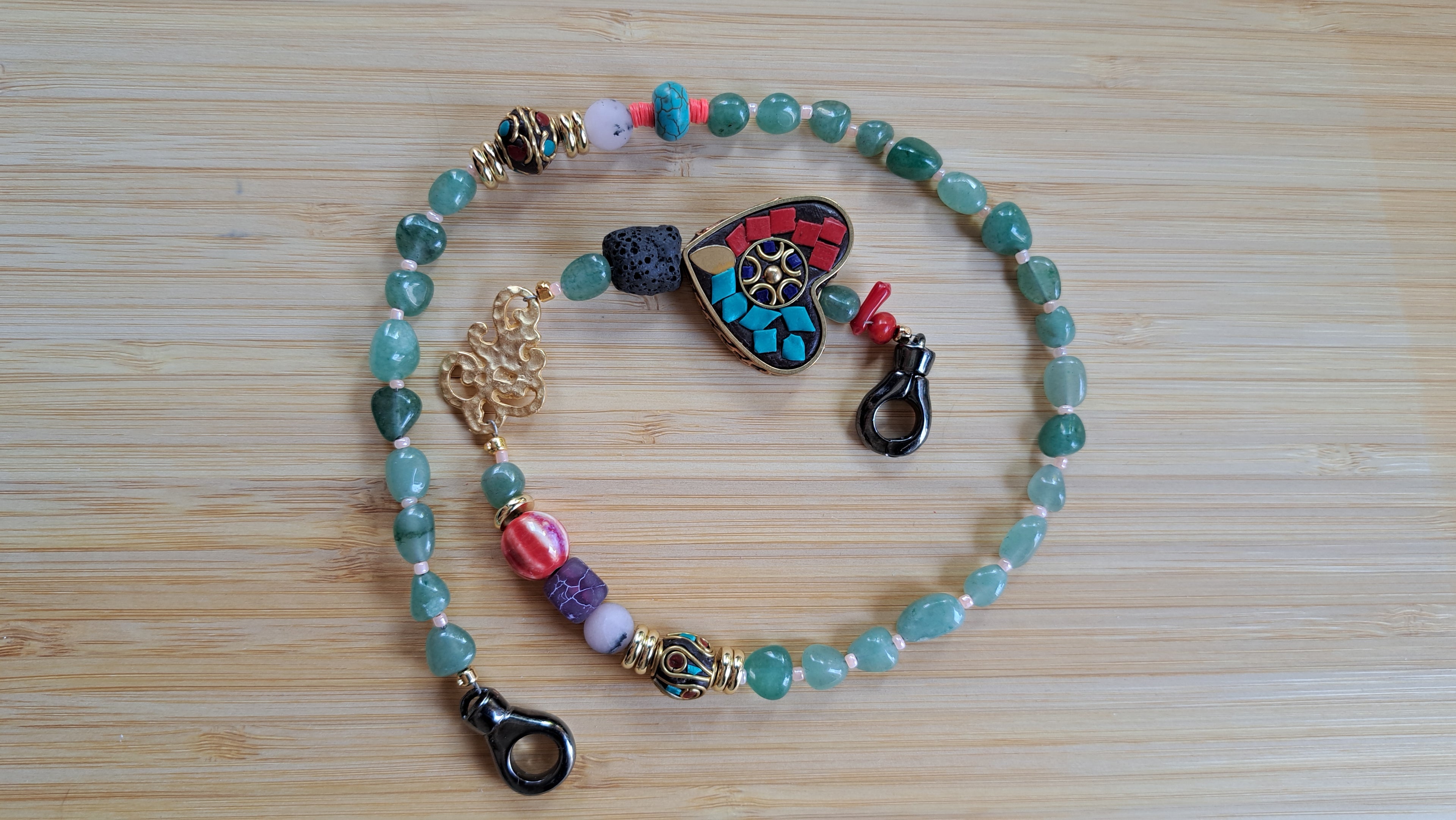 Jade, frozen amethyst and rose quartz