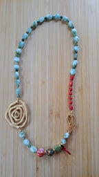 Larimar, emerald and coral