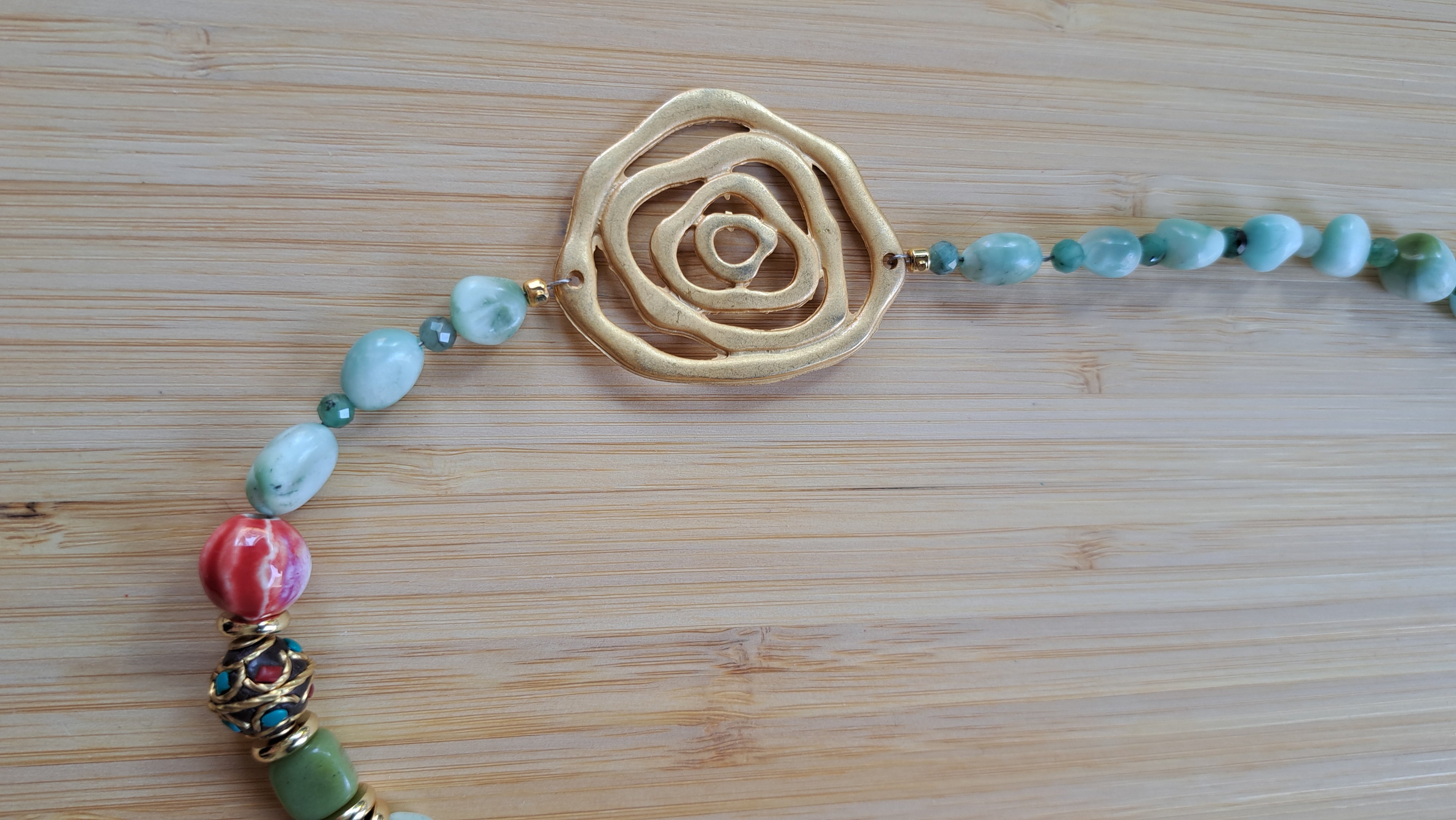 Larimar, emerald and coral
