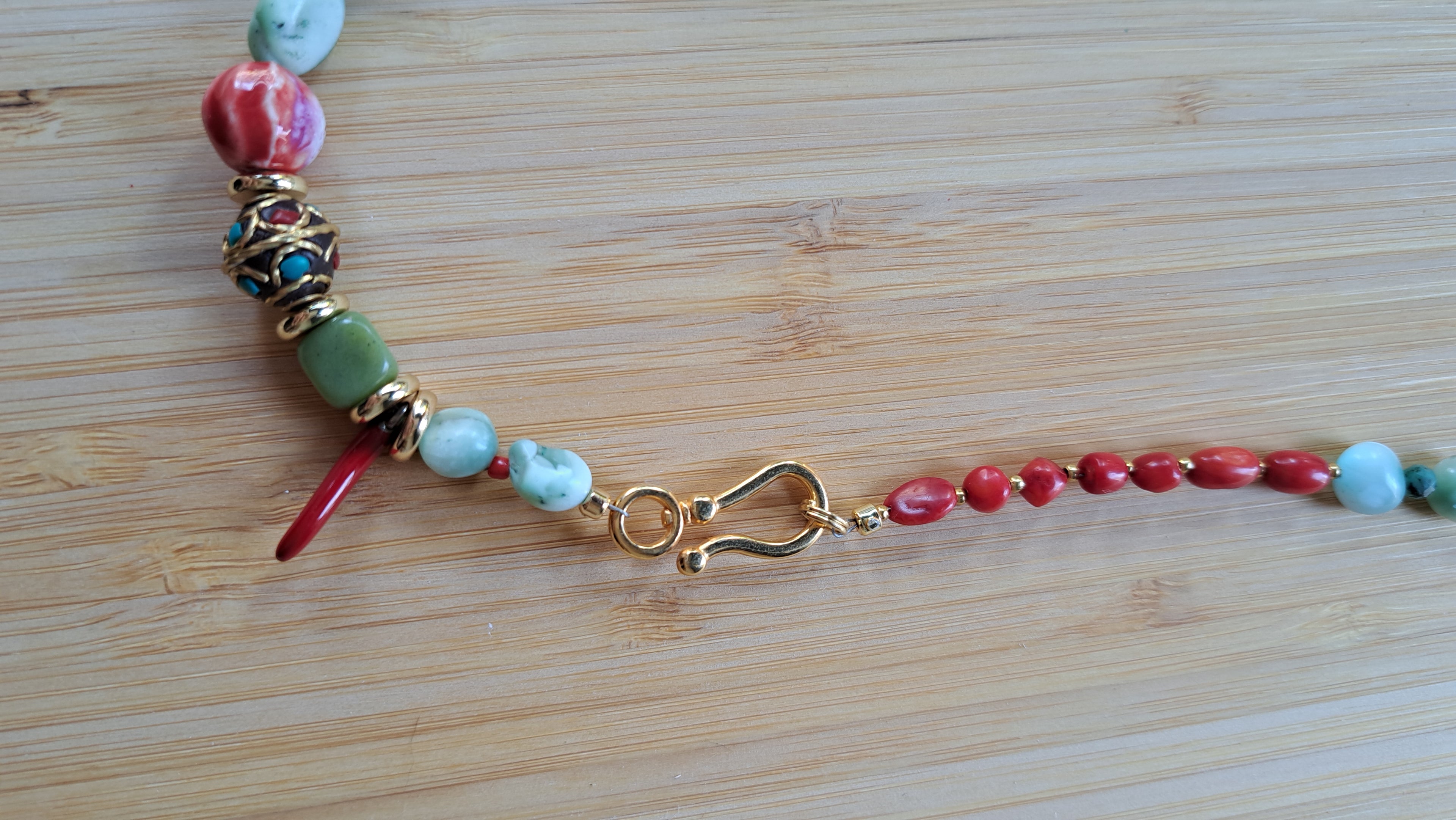 Larimar, emerald and coral