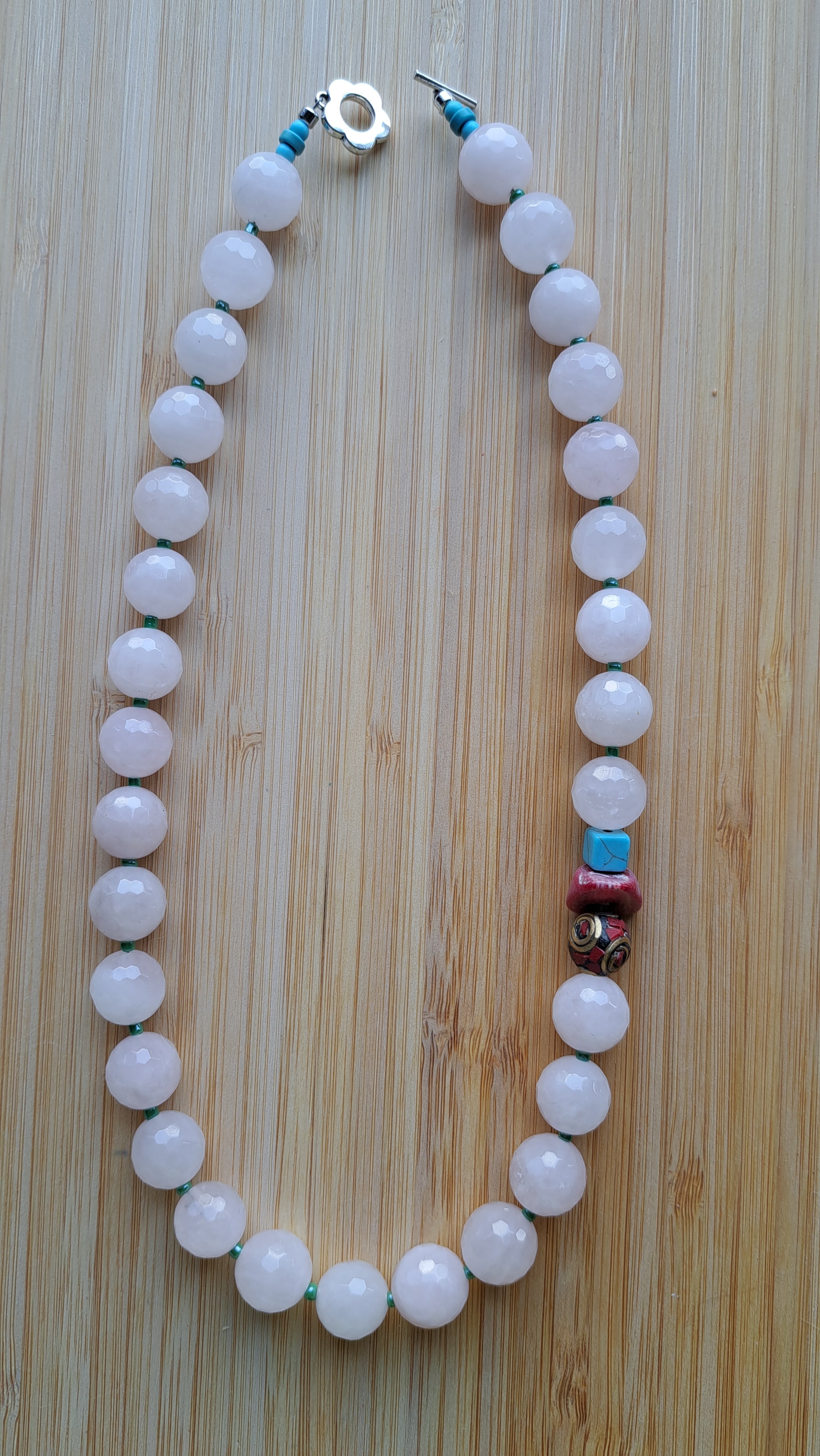 Rose quartz and Tibetan beads 