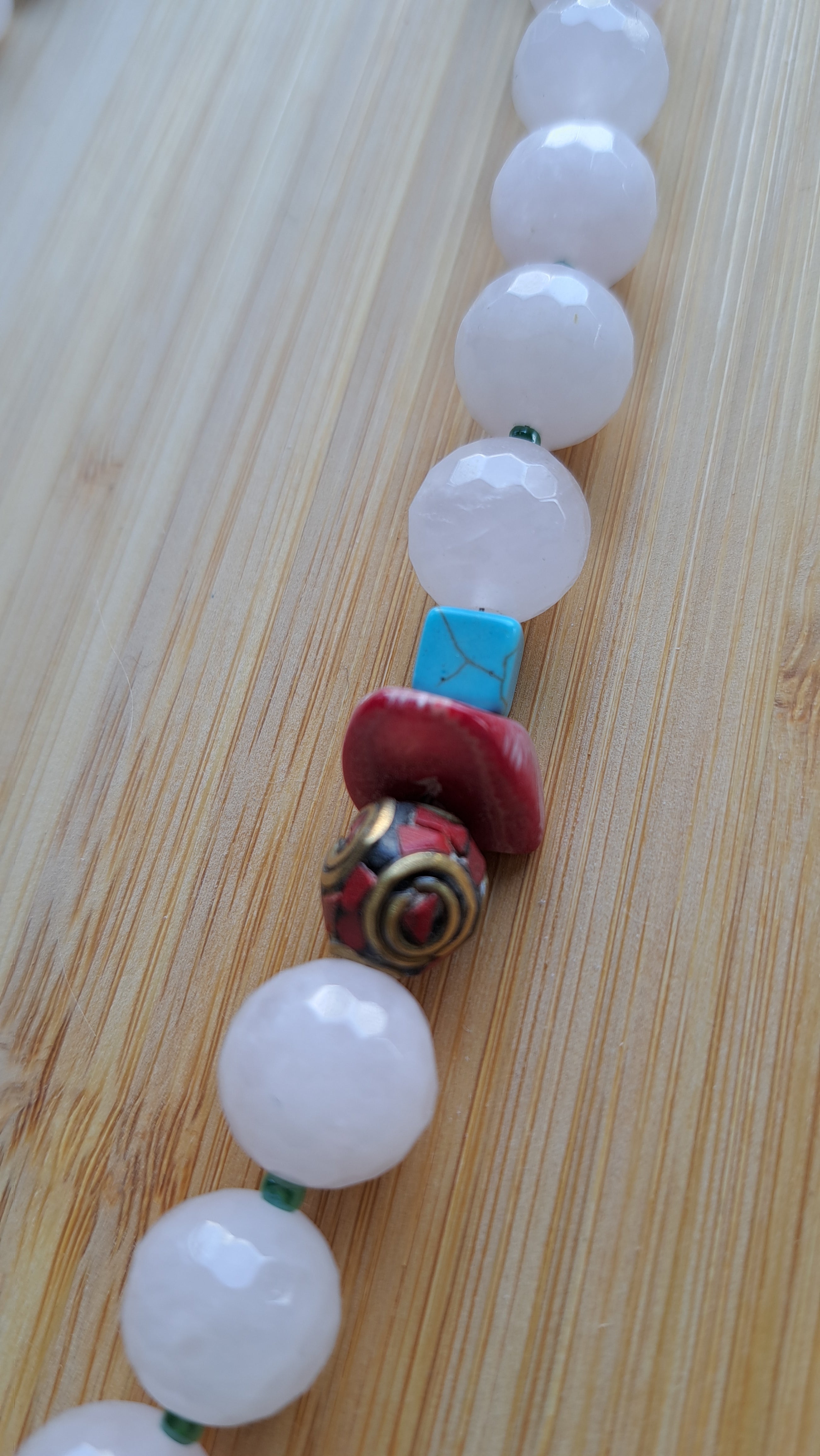 Rose quartz and Tibetan beads 