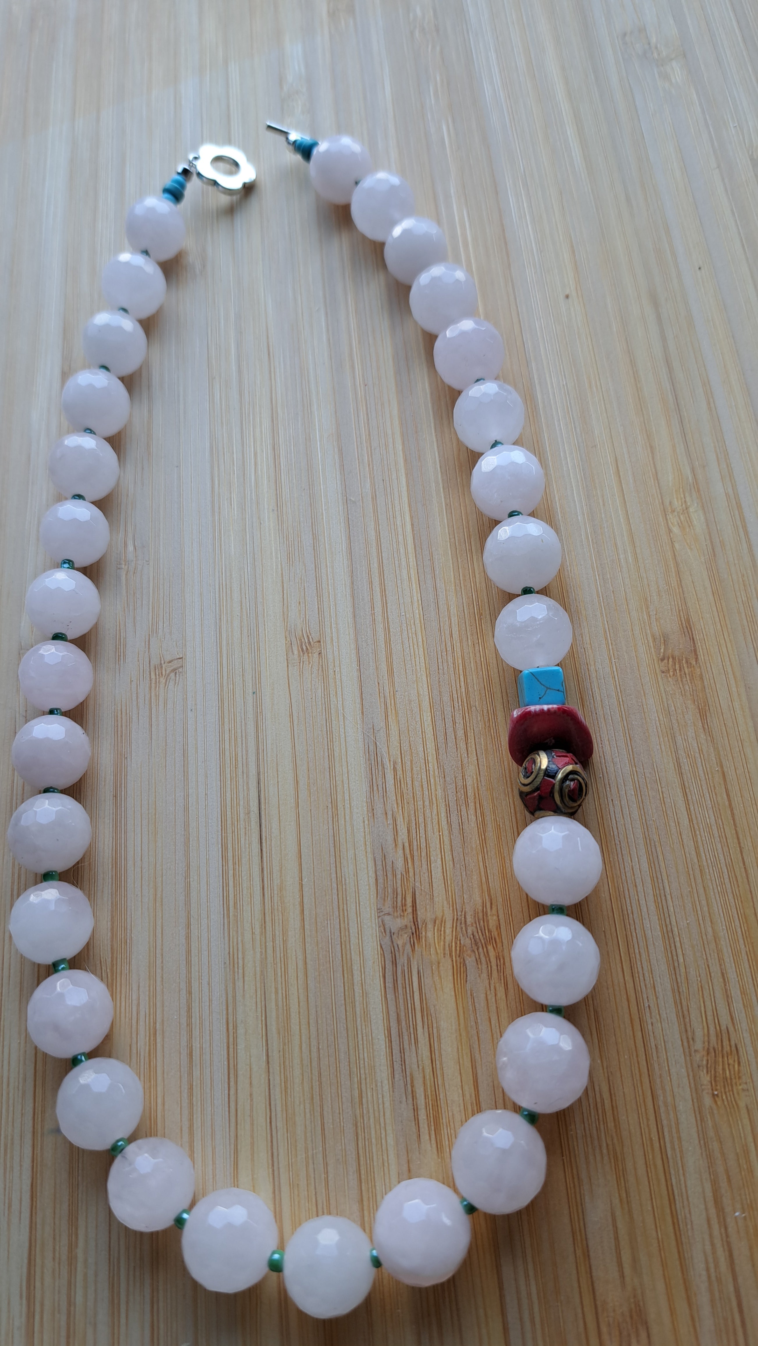 Rose quartz and Tibetan beads 