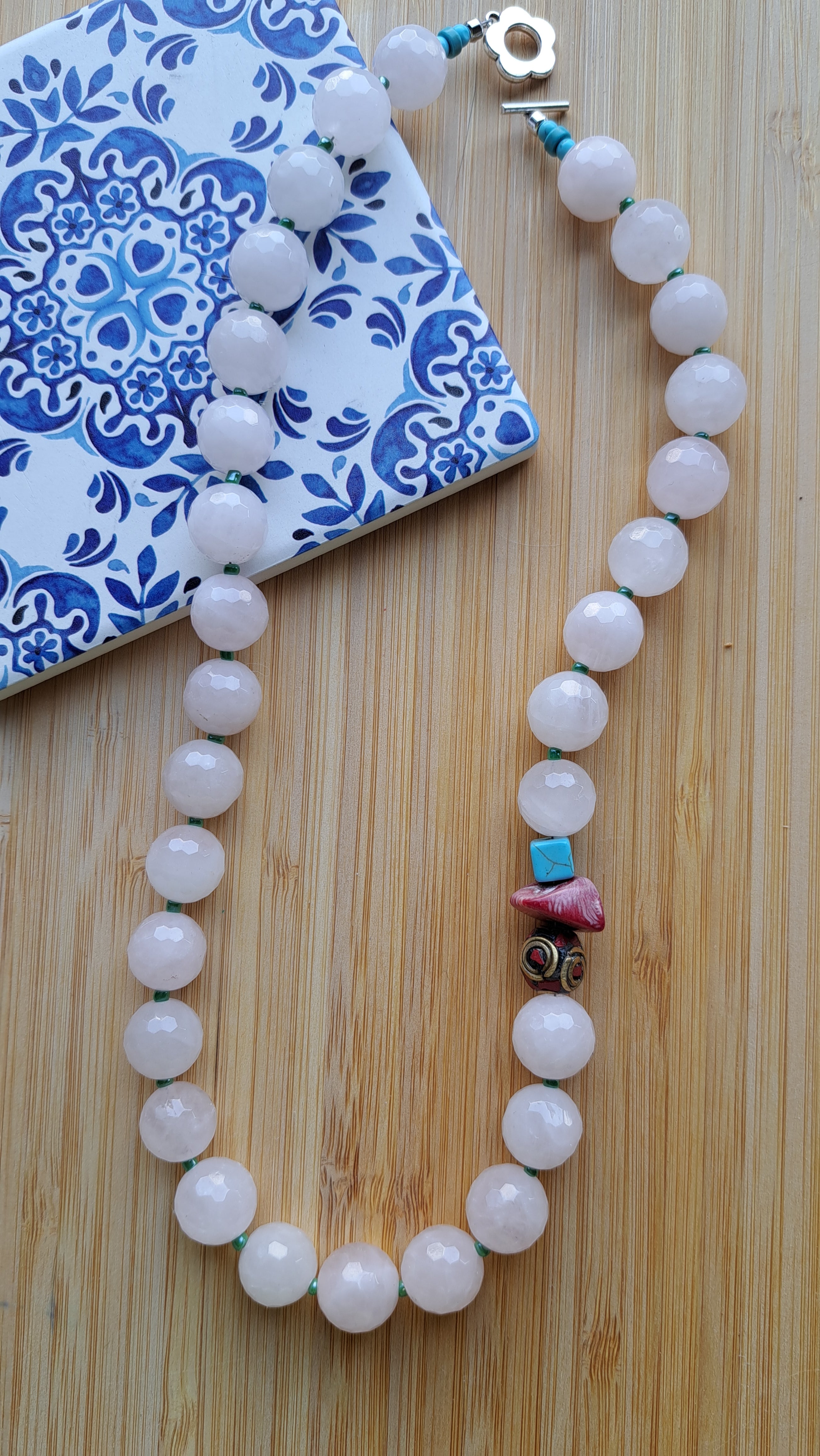 Rose quartz and Tibetan beads 