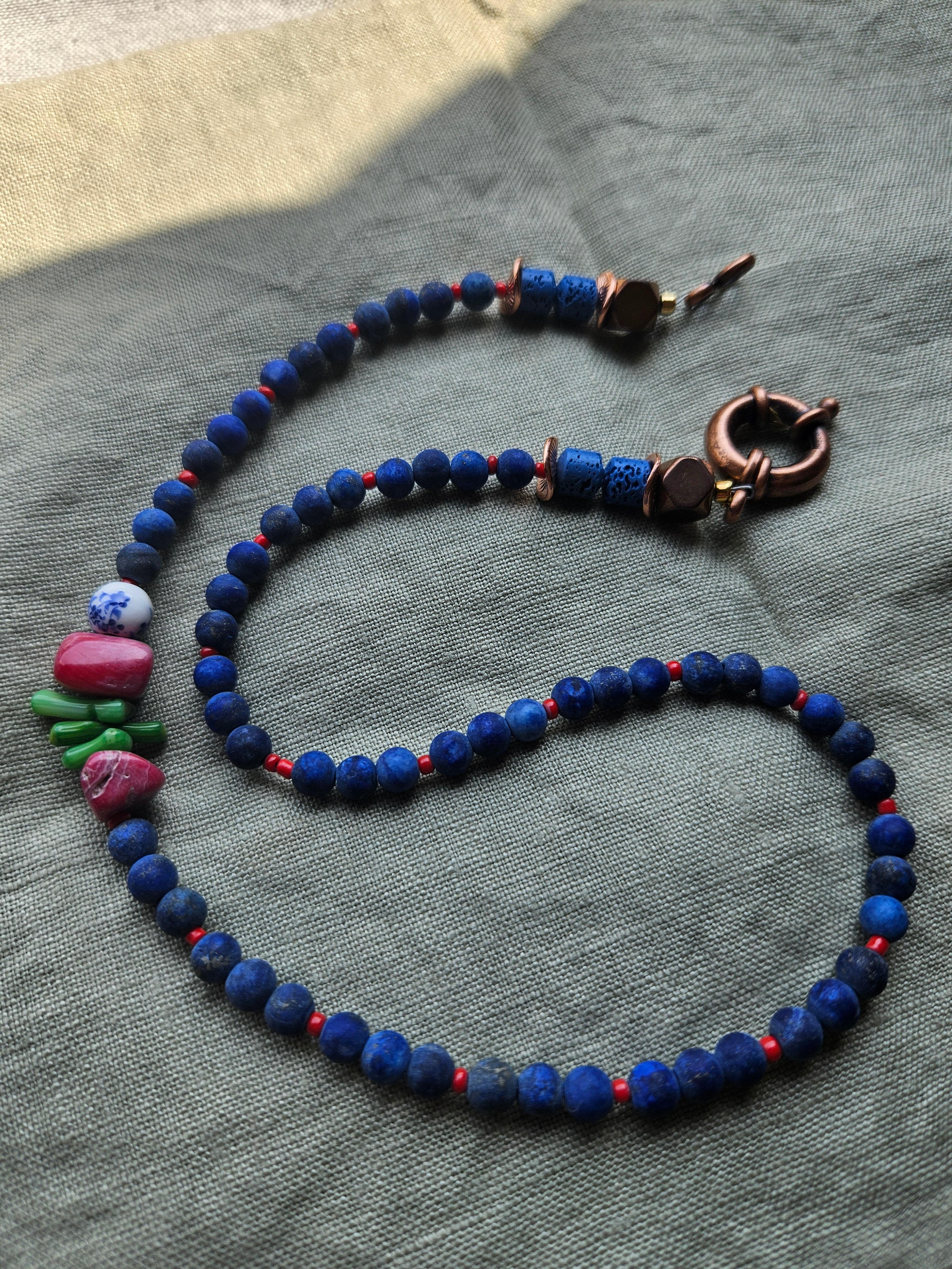 Lapis lazuli and lava stone