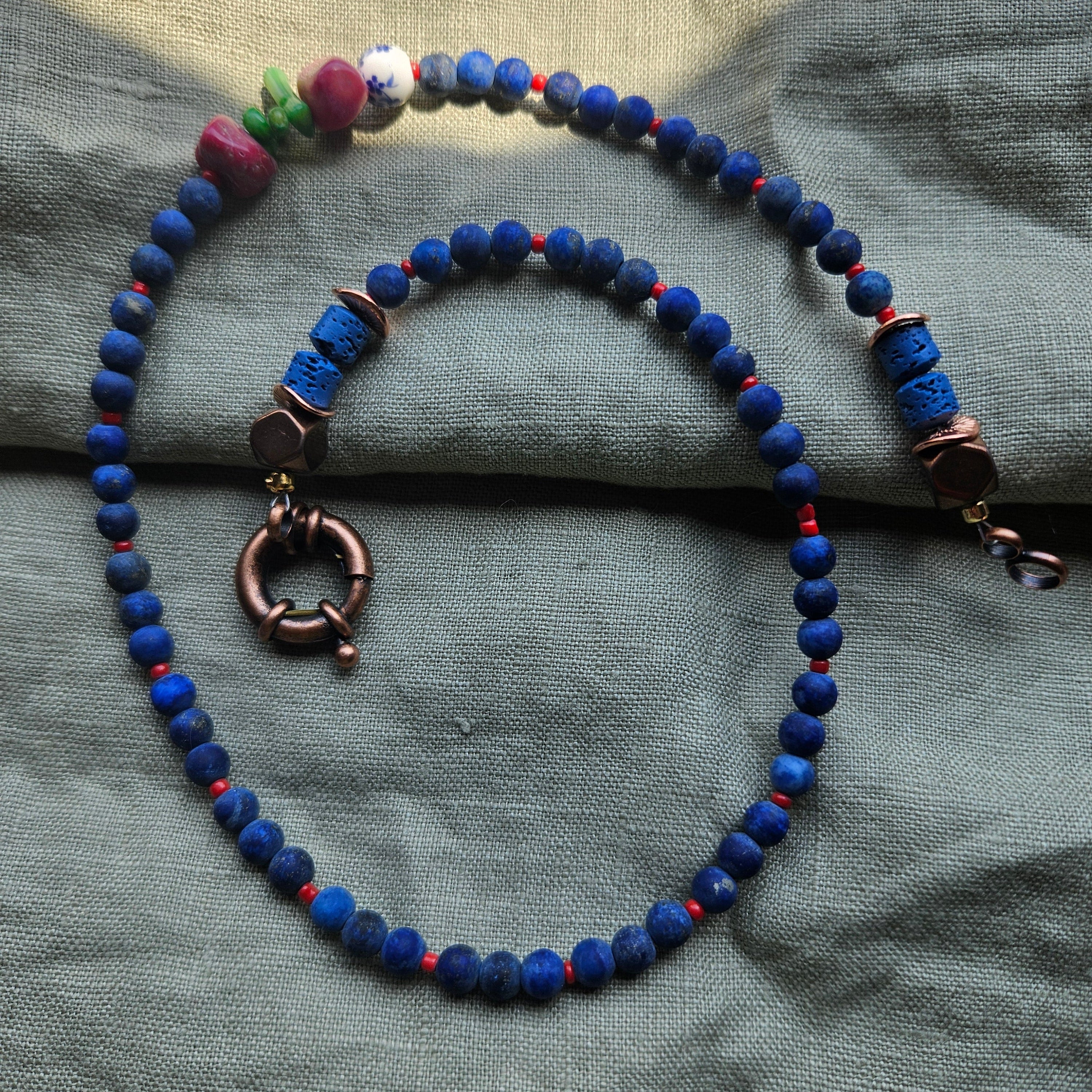 Lapis lazuli and lava stone