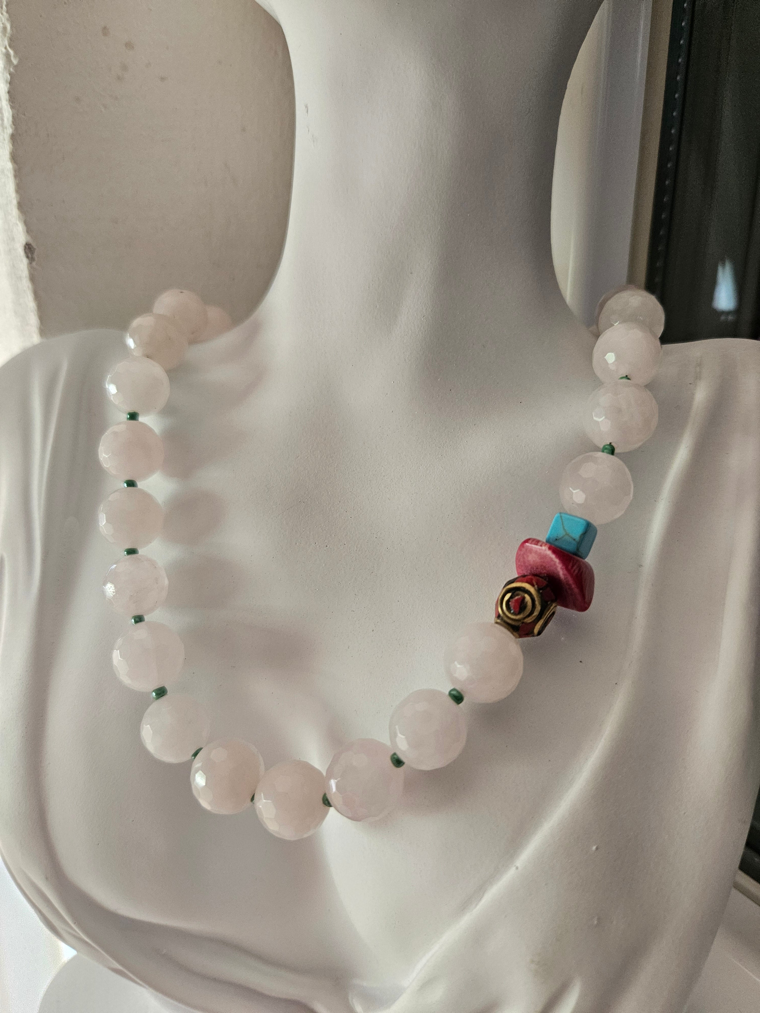 Rose quartz and Tibetan beads 