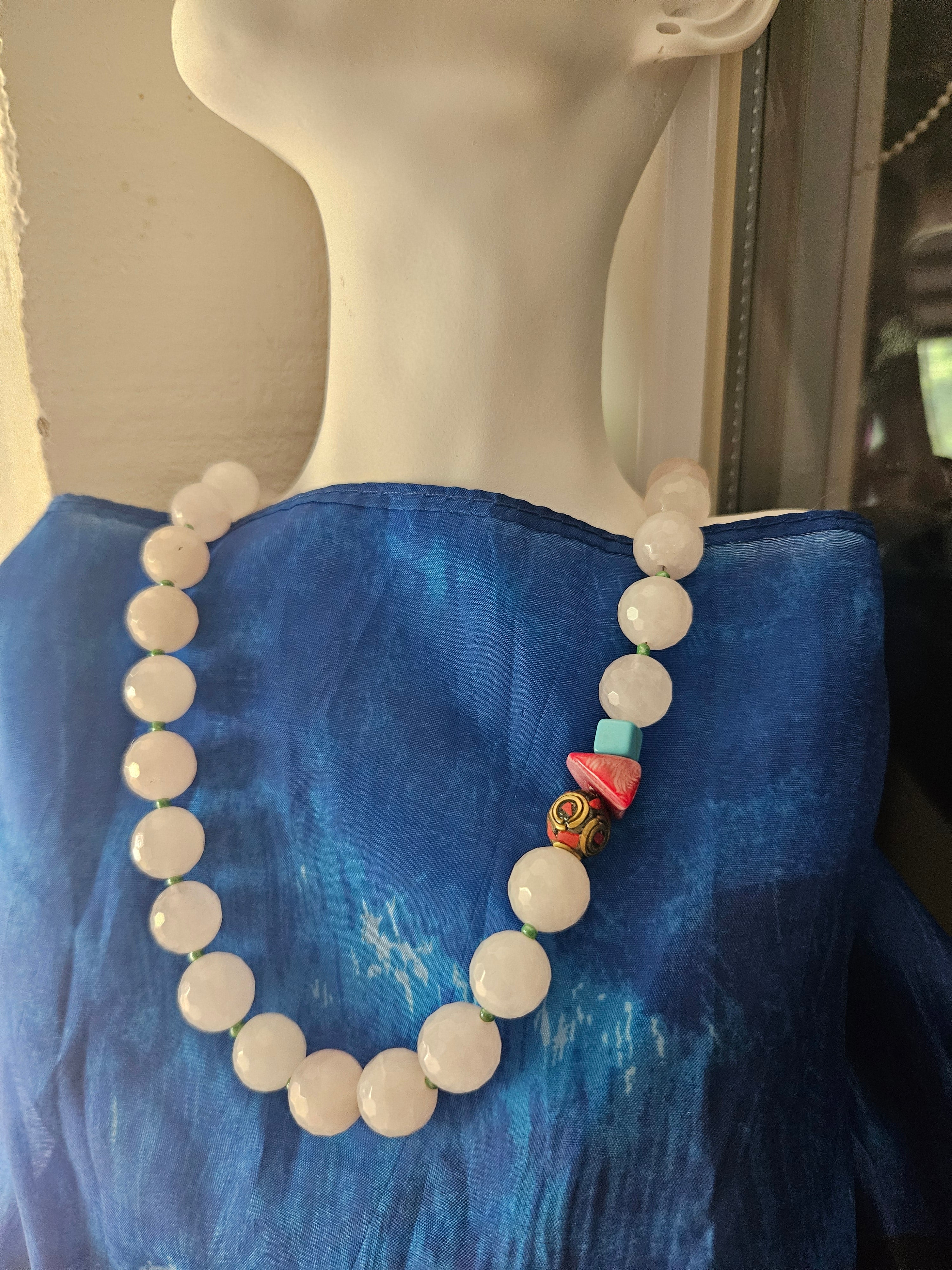 Rose quartz and Tibetan beads 