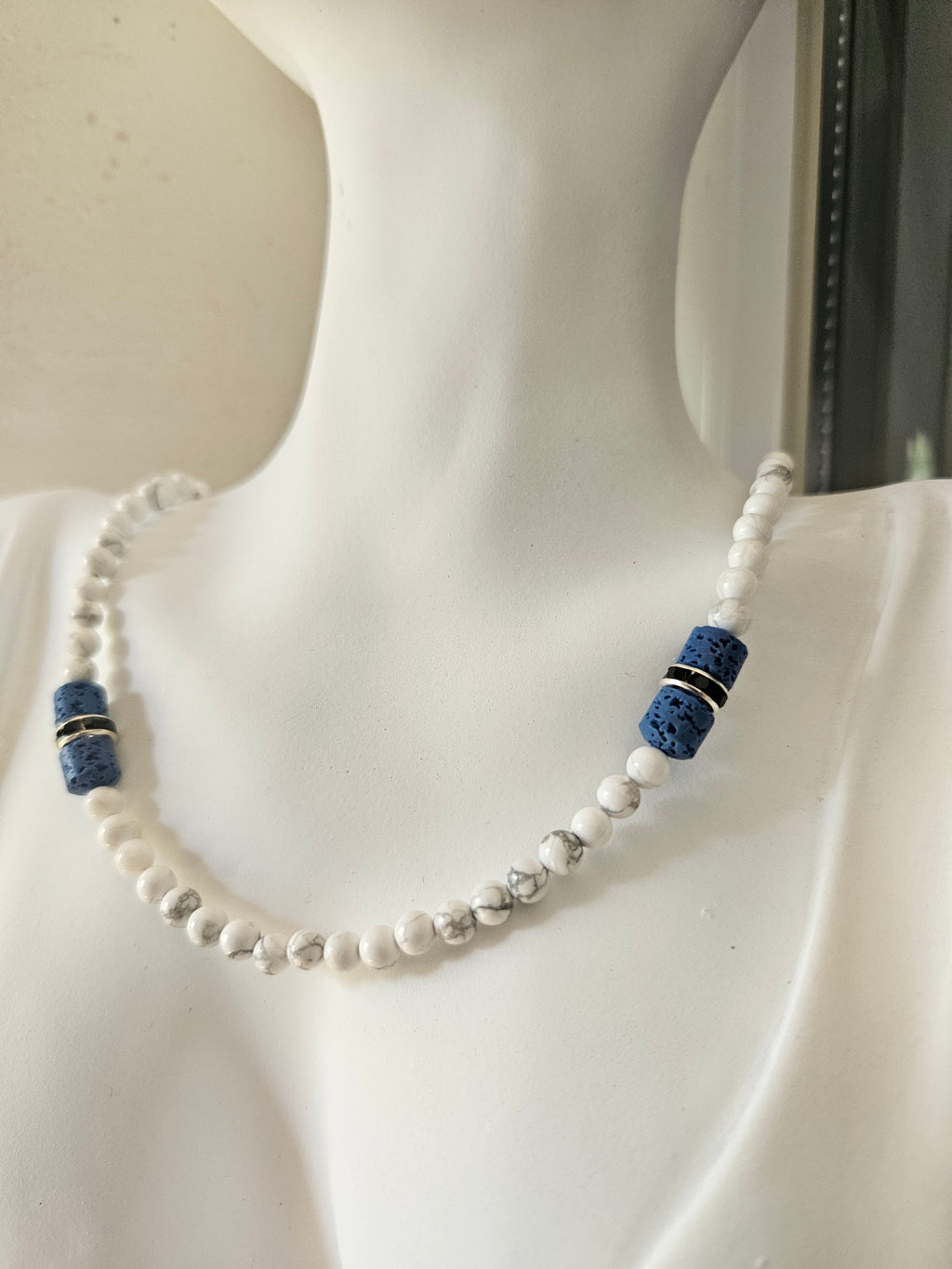 Howlite and lava stones