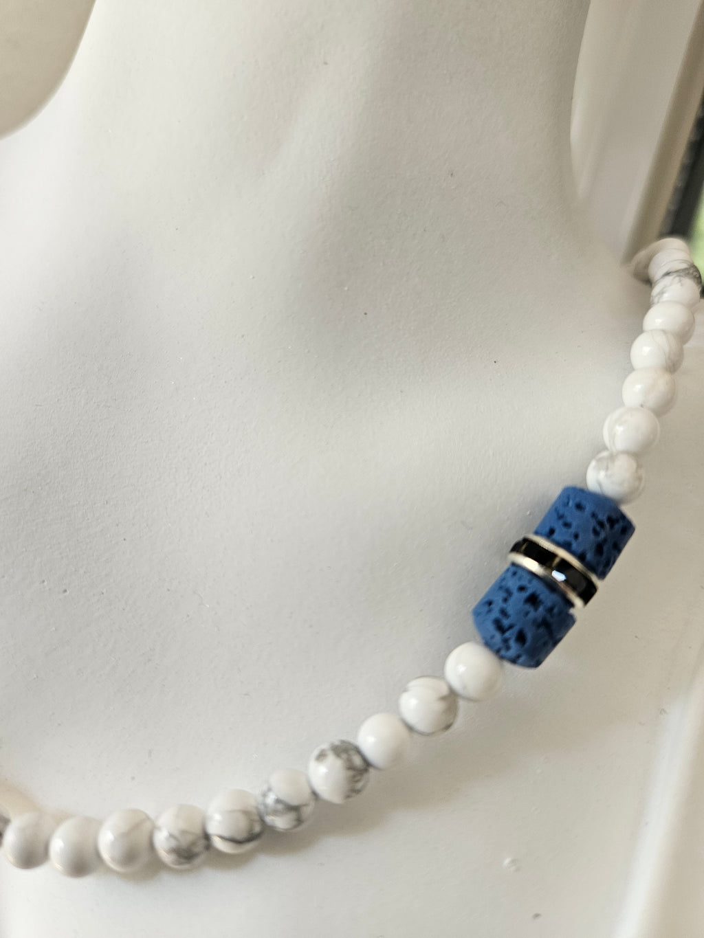 Howlite and lava stones