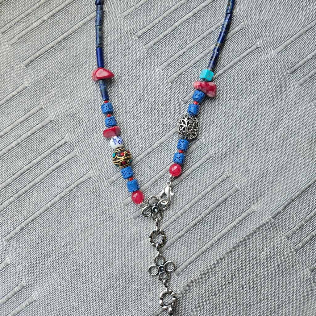 Lapis lazuli, lava and coral