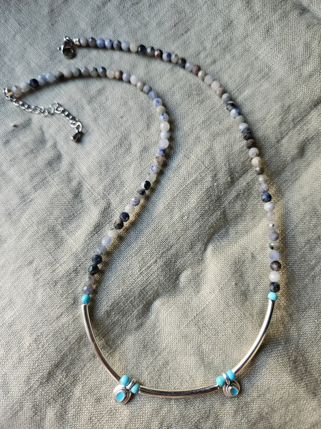 Sodalite and stainless steel