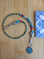 Green lace agate, turquoise and stainless steel details