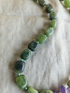 Green jade, amethyst and hematite