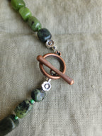 Green jade, amethyst and hematite