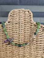 Green jade, amethyst and hematite