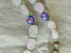 Matte pink quartz and murano glass