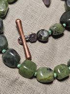 Green jade, amethyst and hematite