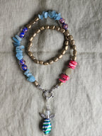 Acvamarin , hematit, coral si sticla de Murano