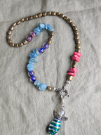 Acvamarin , hematit, coral si sticla de Murano