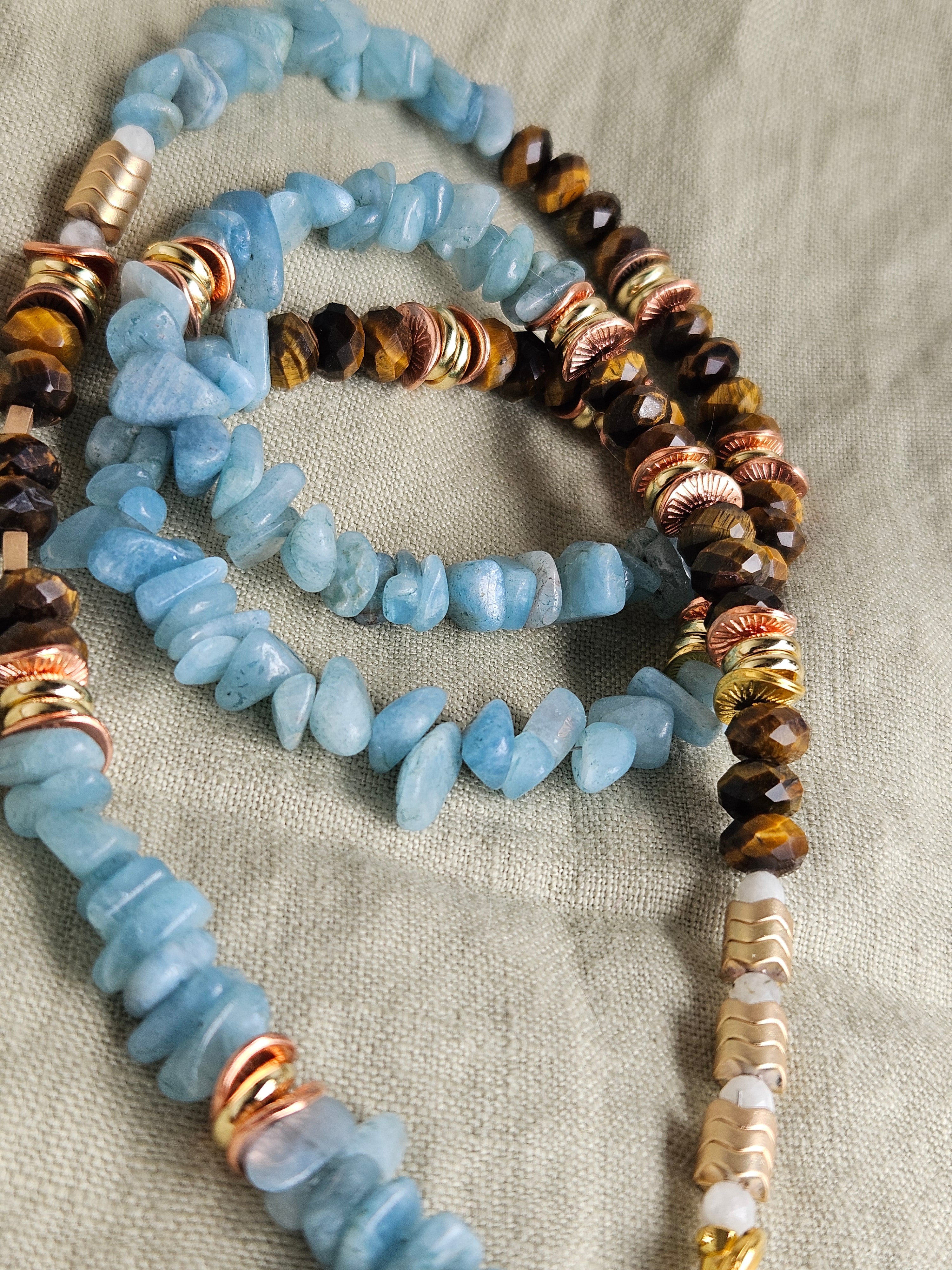 Acvamarin, ochi de tigru si hematite
