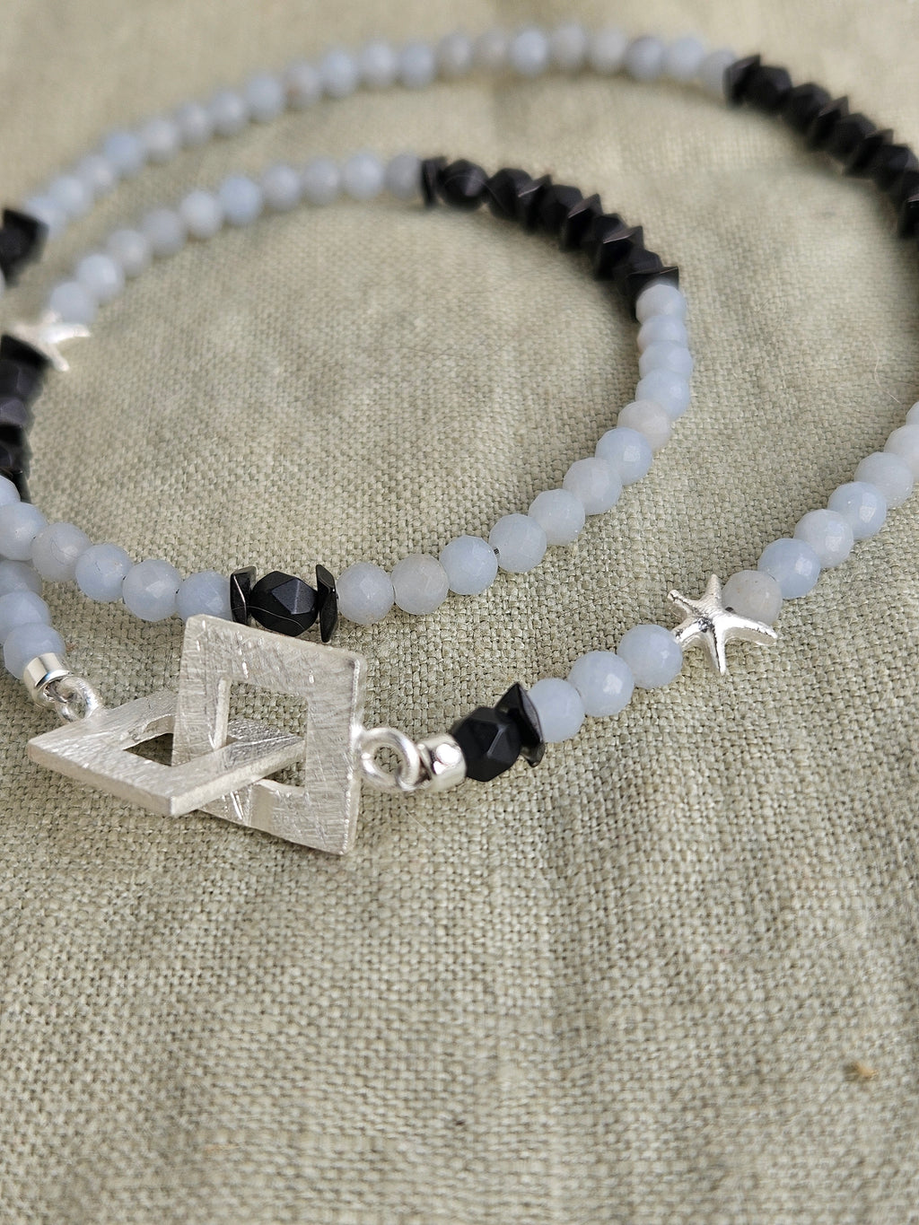 Angelit si hematit cu argint 925