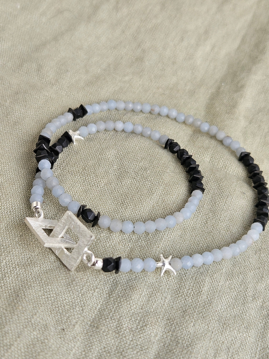 Angelit si hematit cu argint 925