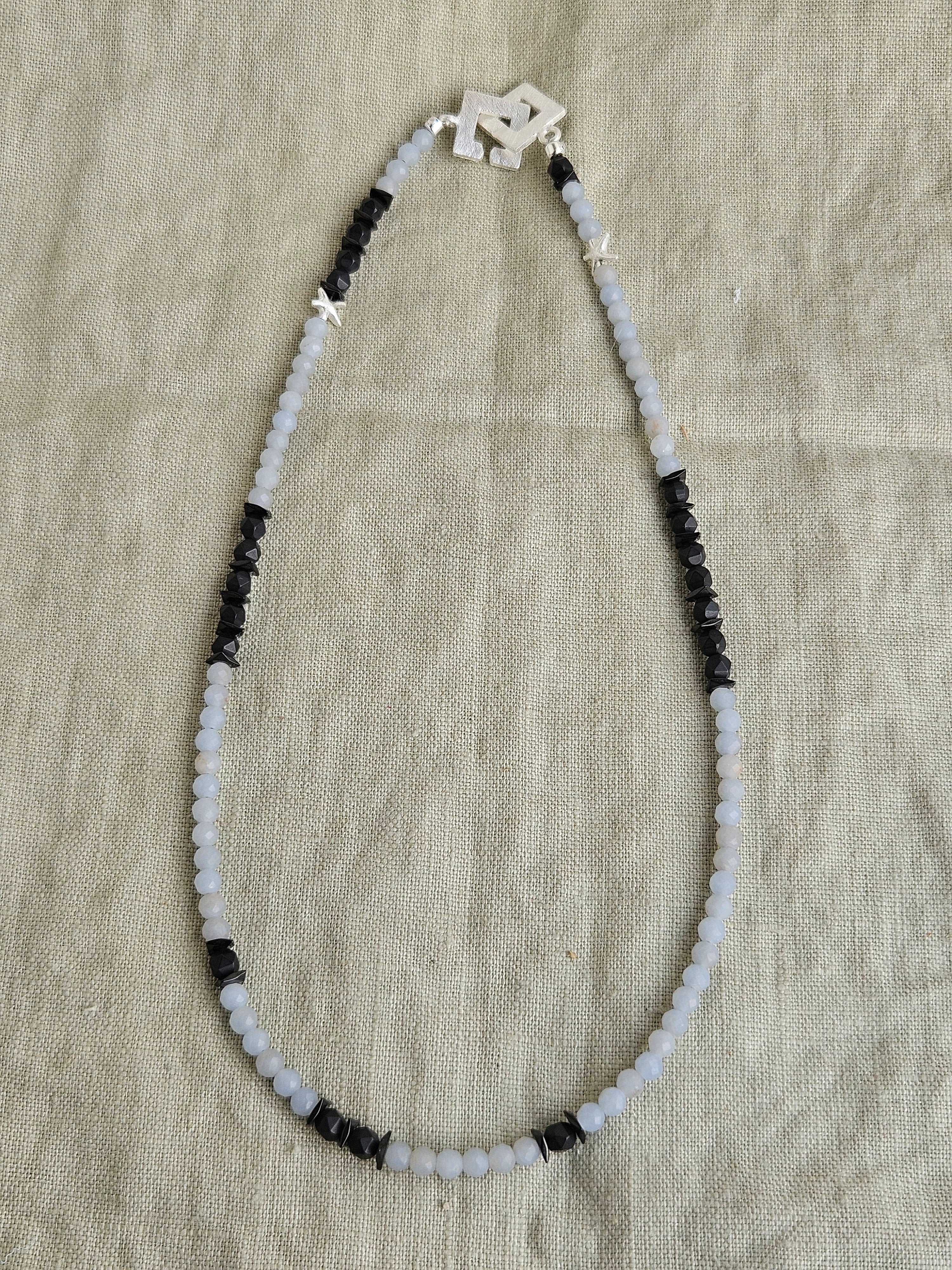 Angelit si hematit cu argint 925