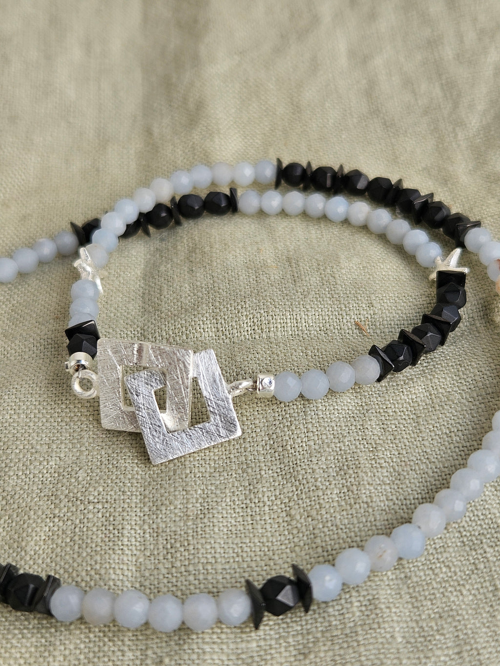 Angelit si hematit cu argint 925