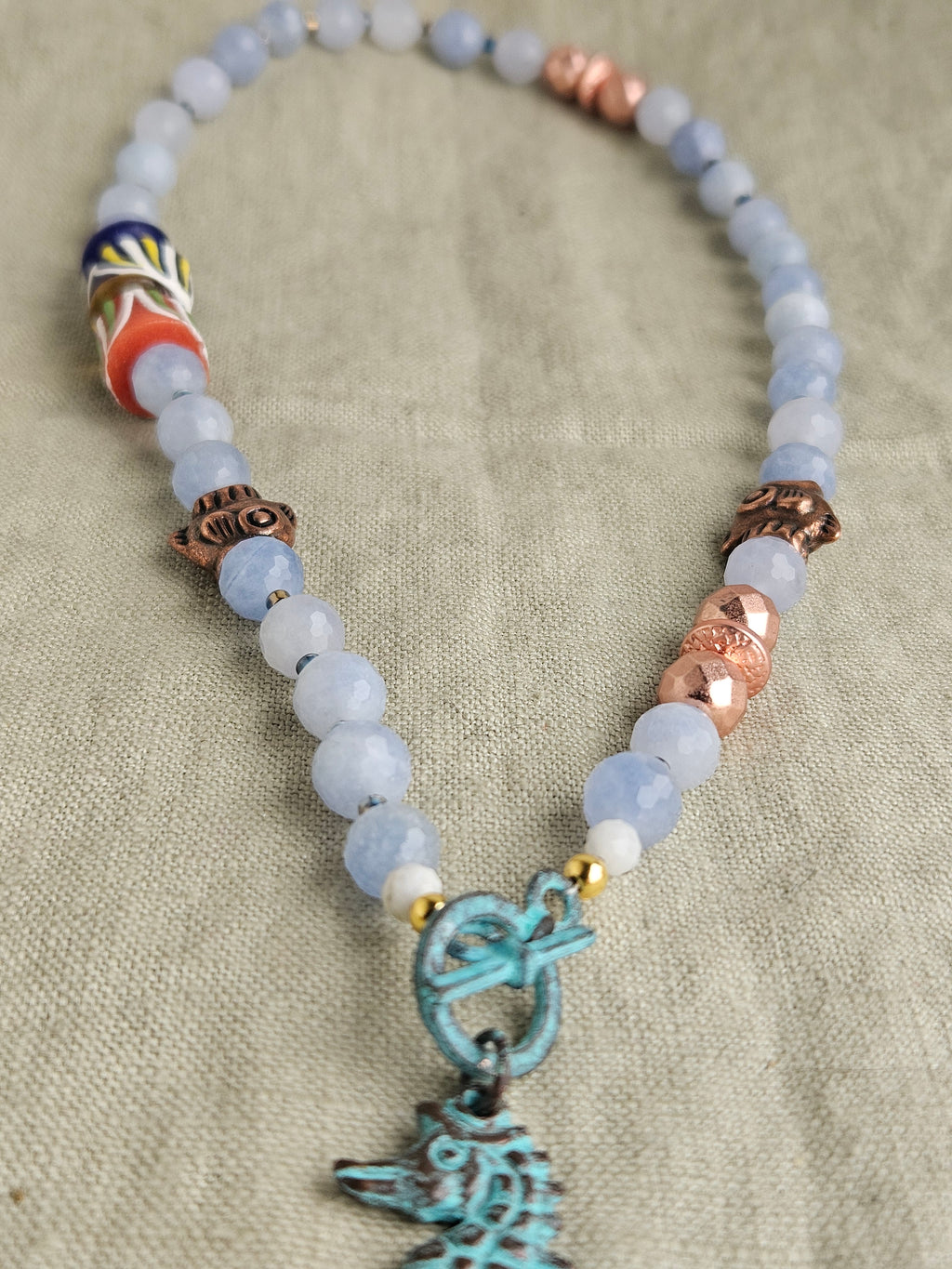 Acvamarina, hematite si sticla Krobo