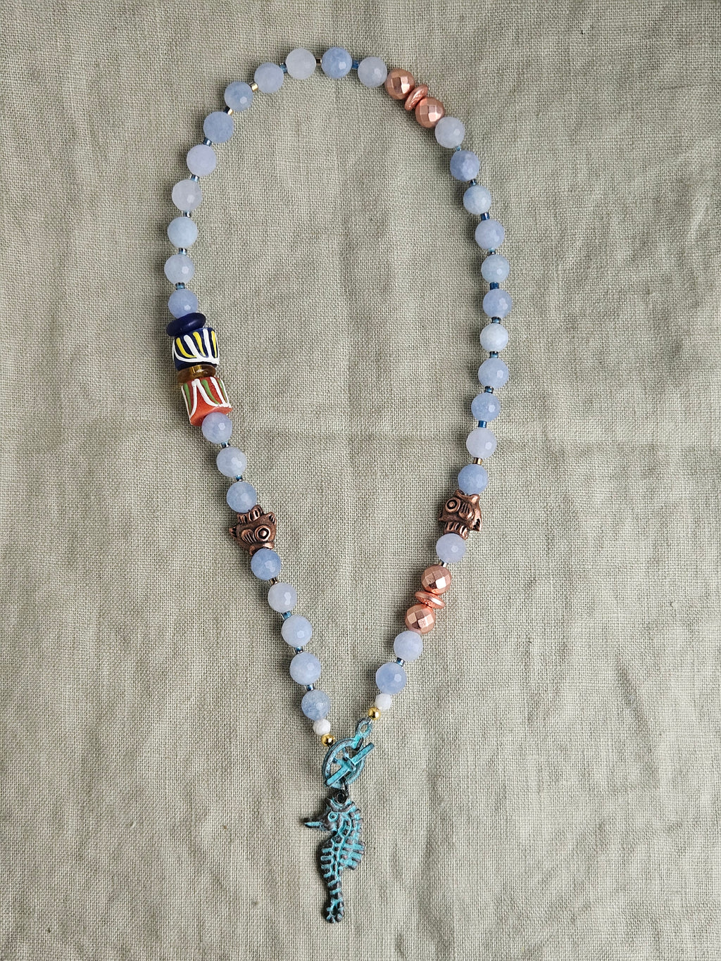 Acvamarina, hematite si sticla Krobo