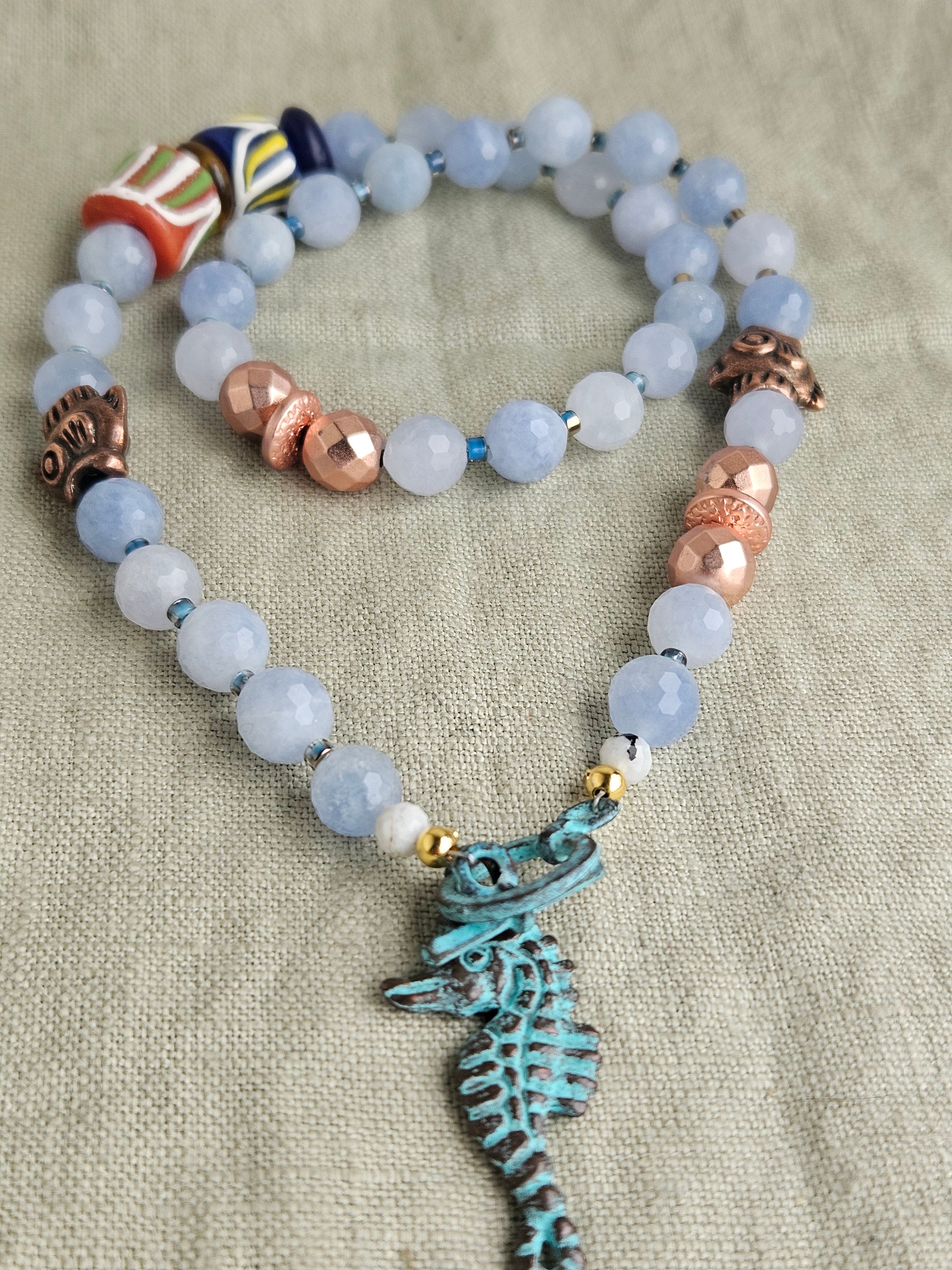 Acvamarina, hematite si sticla Krobo