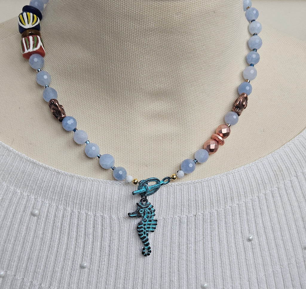 Acvamarina, hematite si sticla Krobo