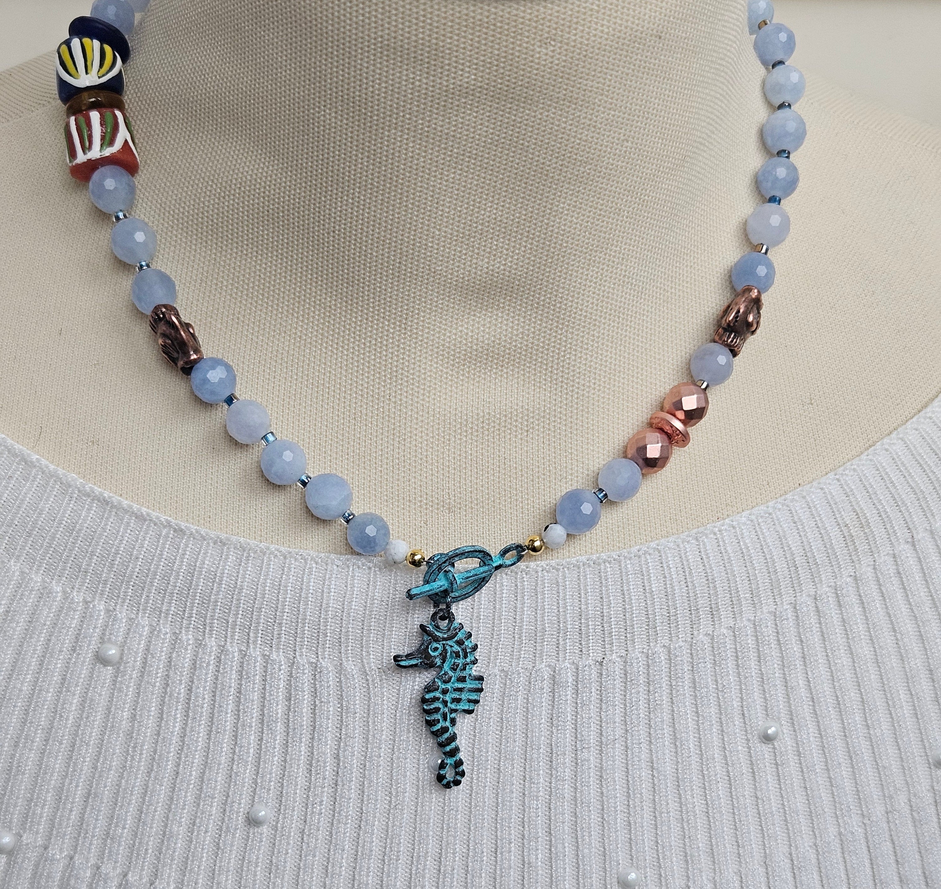 Acvamarina, hematite si sticla Krobo