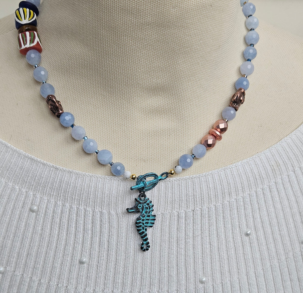 Acvamarina, hematite si sticla Krobo