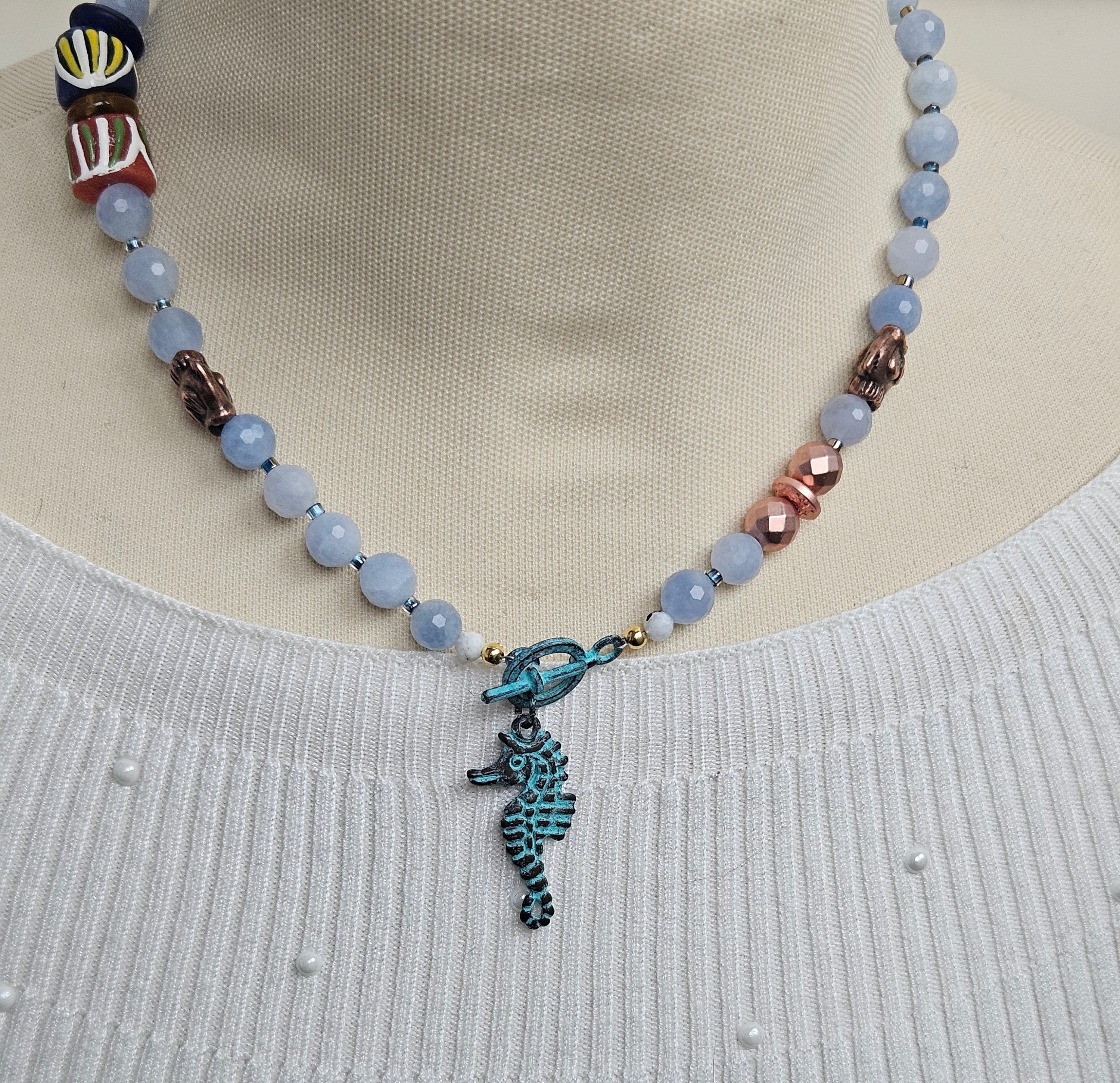 Acvamarina, hematite si sticla Krobo