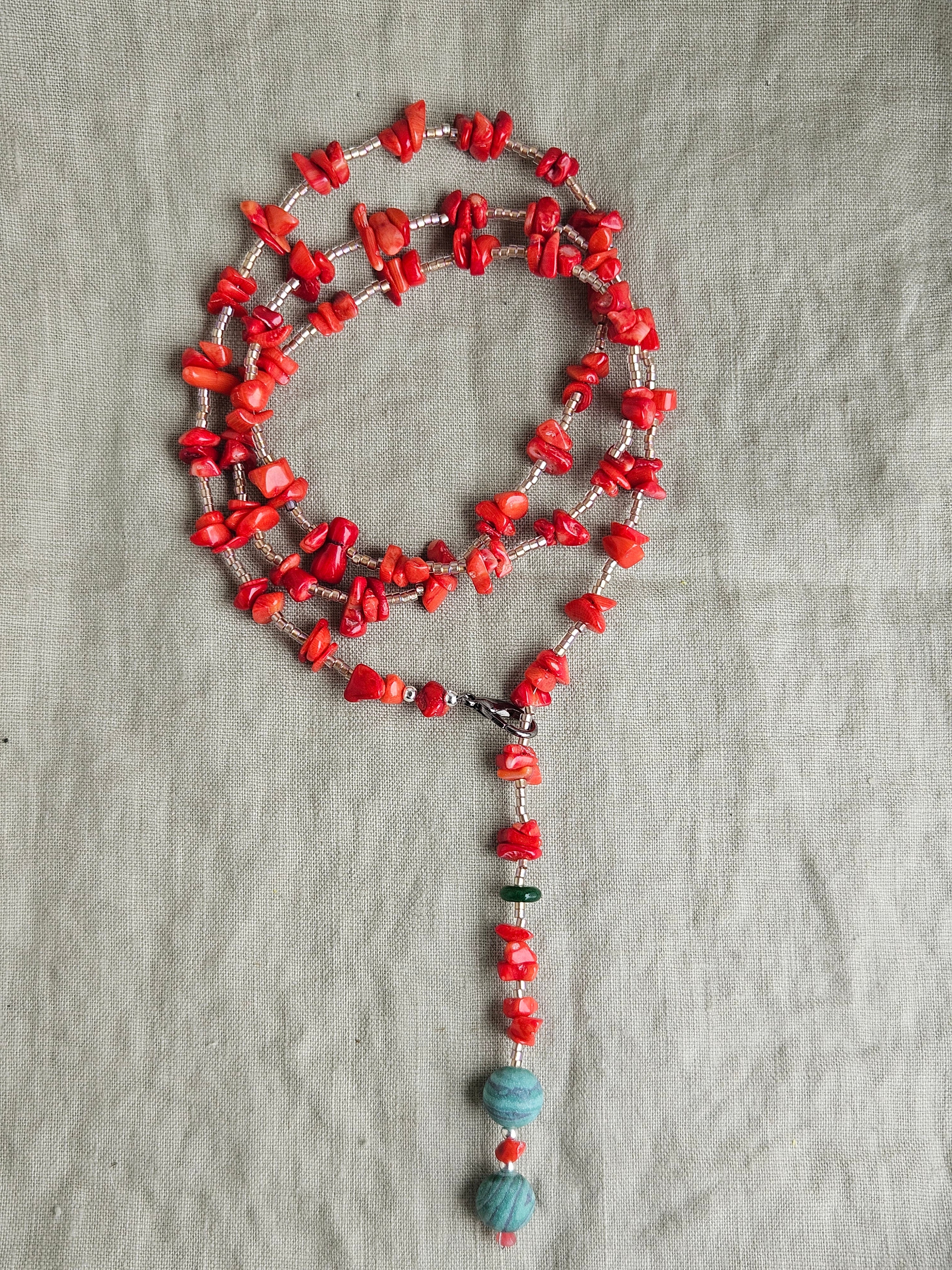 Coral si frosted malachite